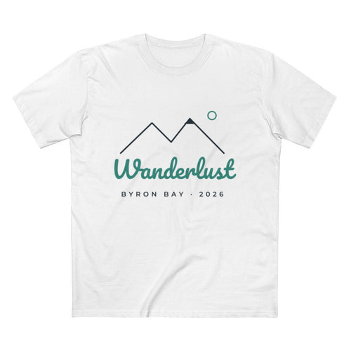 Adult Staple Tee – Wanderlust design in White example