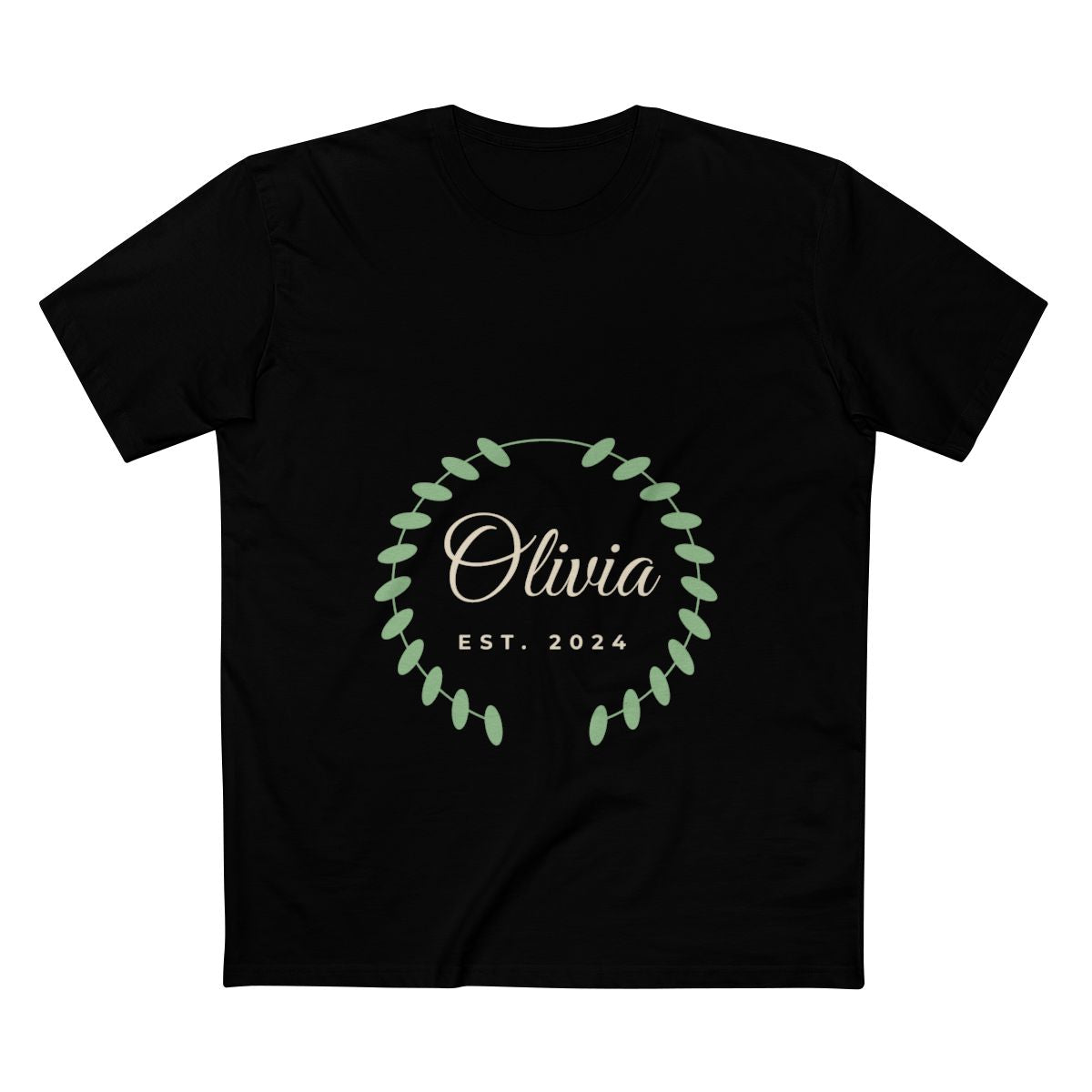 Adult Staple Tee – botanical name design in Black example
