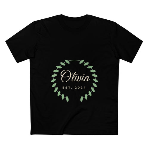 Adult Staple Tee – botanical name design in Black example