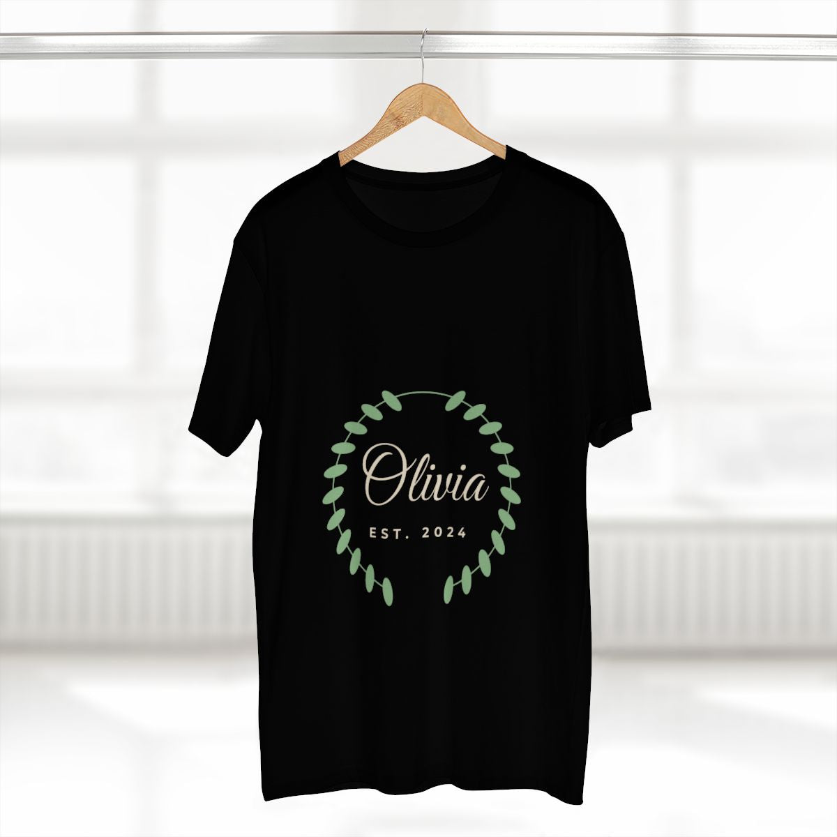 Adult Staple Tee – botanical name design in Black example, lifestyle