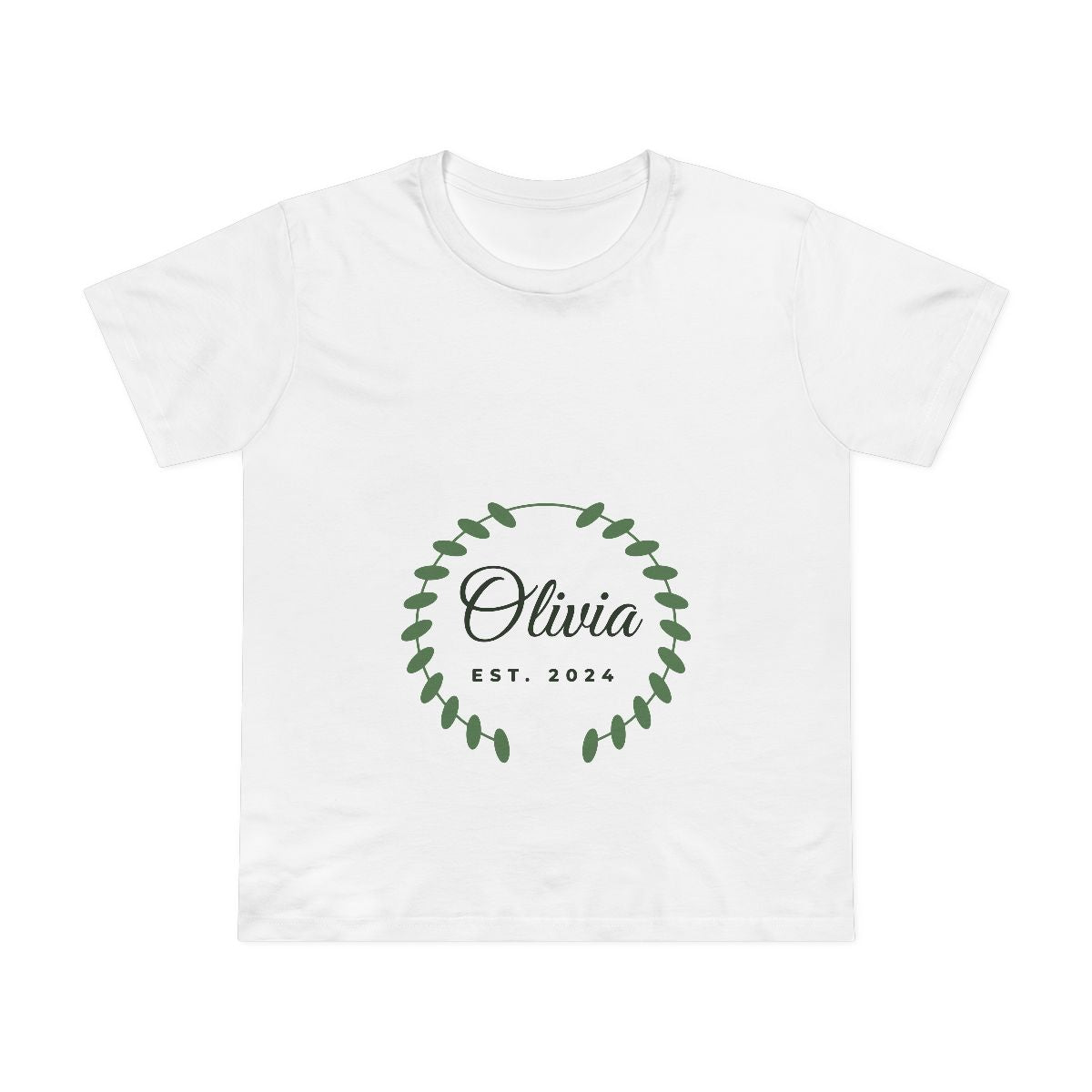 Women's Maple Tee – botanical name design in White example