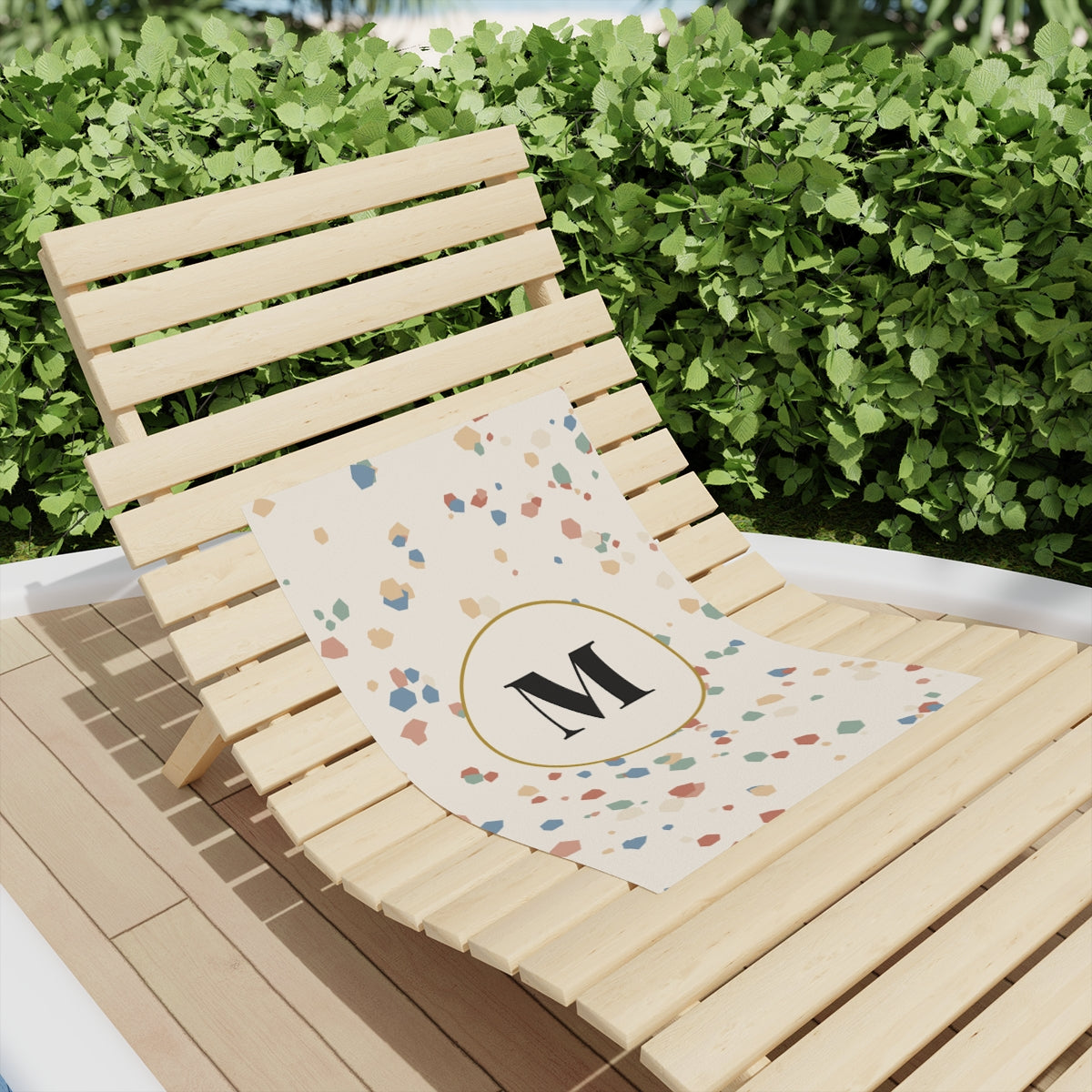 Beach Towel – terrazzo monogram example, lifestyle