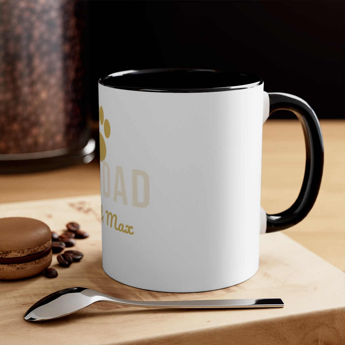 Colour Accent Mug – Dog Dad design in Black example, lifestyle