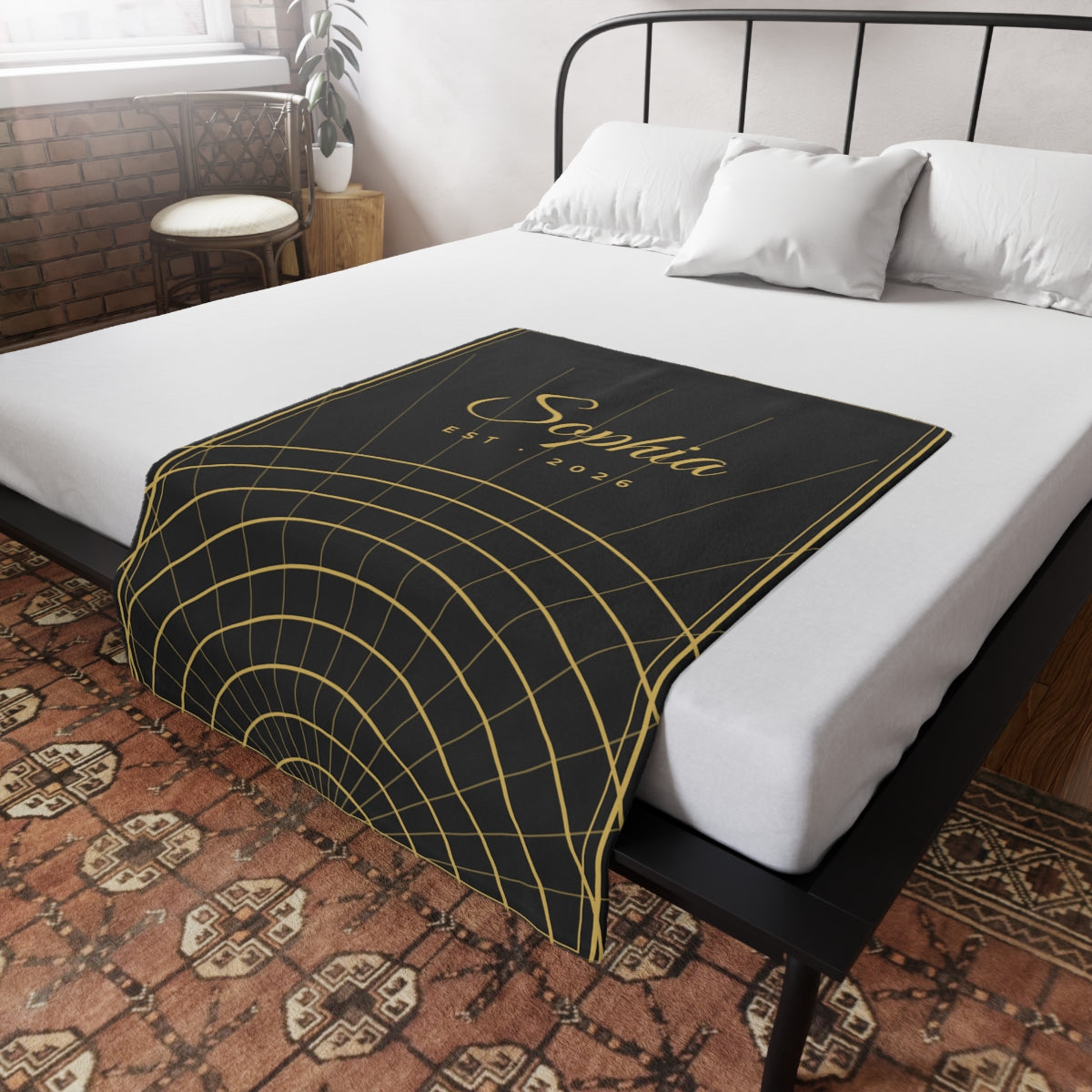 Plush Fleece Blanket – Art Deco gold design example, lifestyle