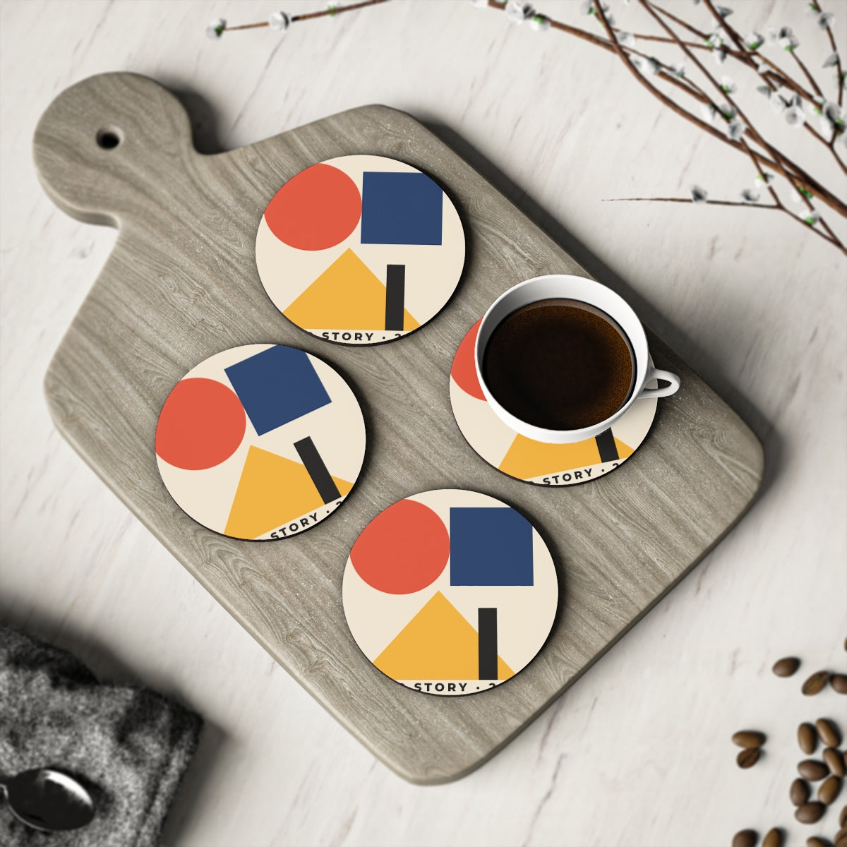 Coasters – Bauhaus design example, lifestyle