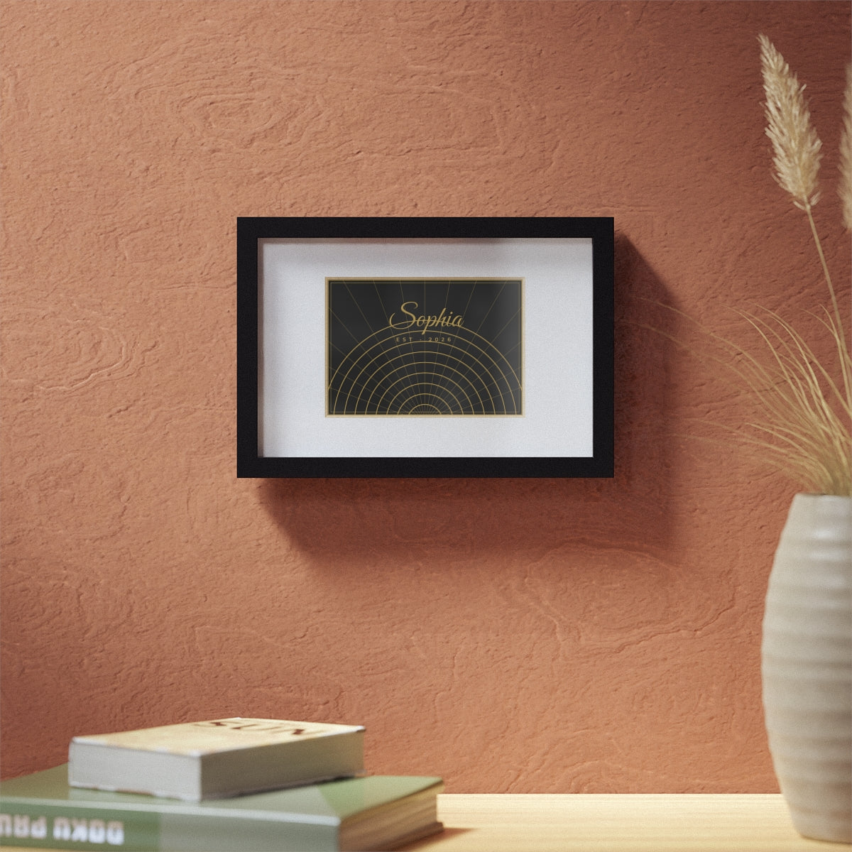 Framed Poster, Black Frame – Art Deco gold design example, lifestyle