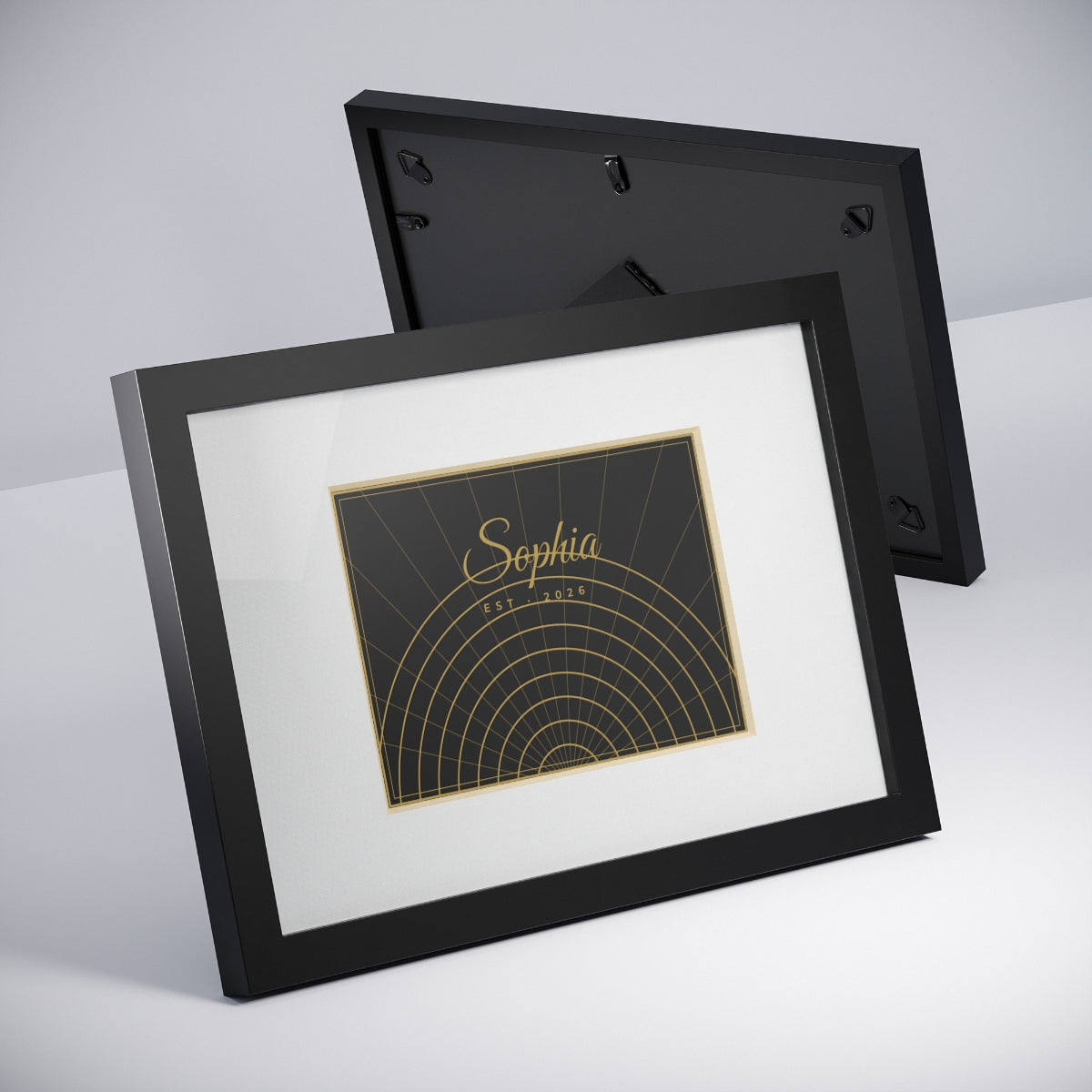 Framed Poster, Black Frame – Art Deco gold design example, lifestyle