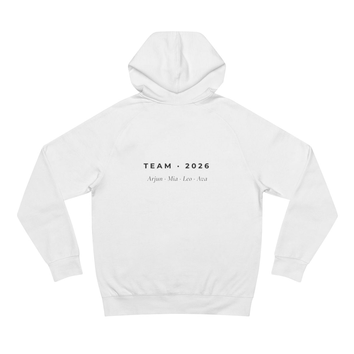 Unisex Supply Hoodie – initials monogram in White example, back personalised