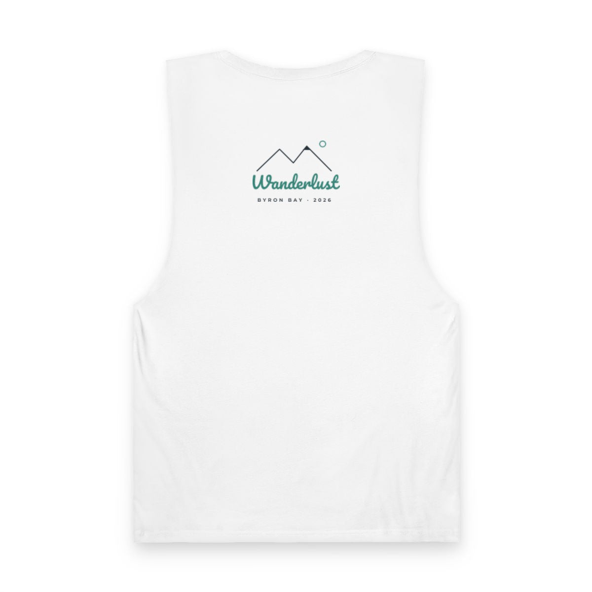 Unisex Barnard Tank – Wanderlust design in White example, back personalised