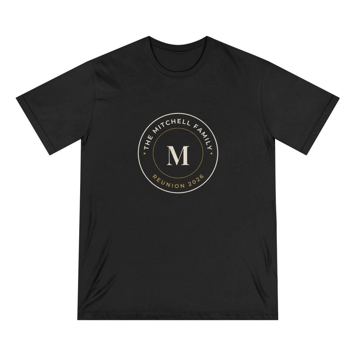 Organic Staple T-shirt – family badge design in Black example