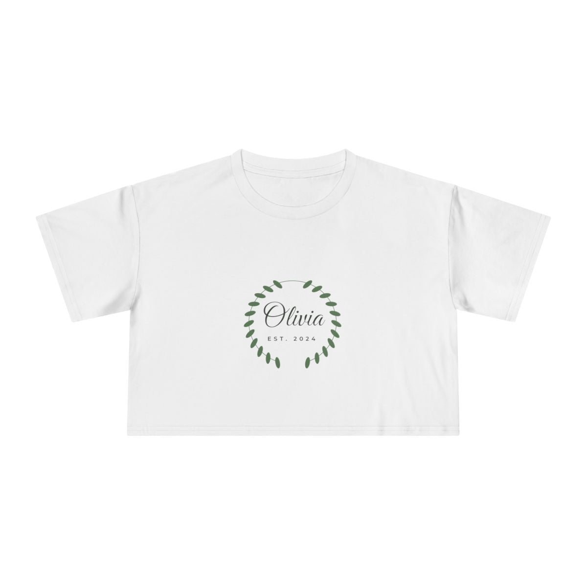 Women's Crop Tee – botanical name design in White example