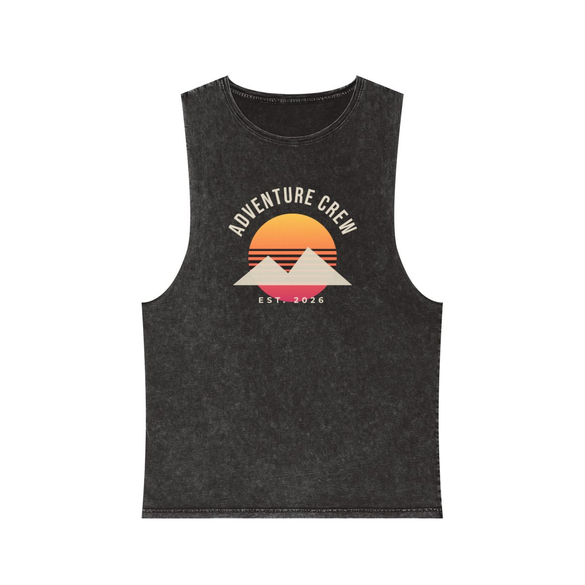 Unisex Stonewash Tank Top – Adventure Crew design in Black Stone example