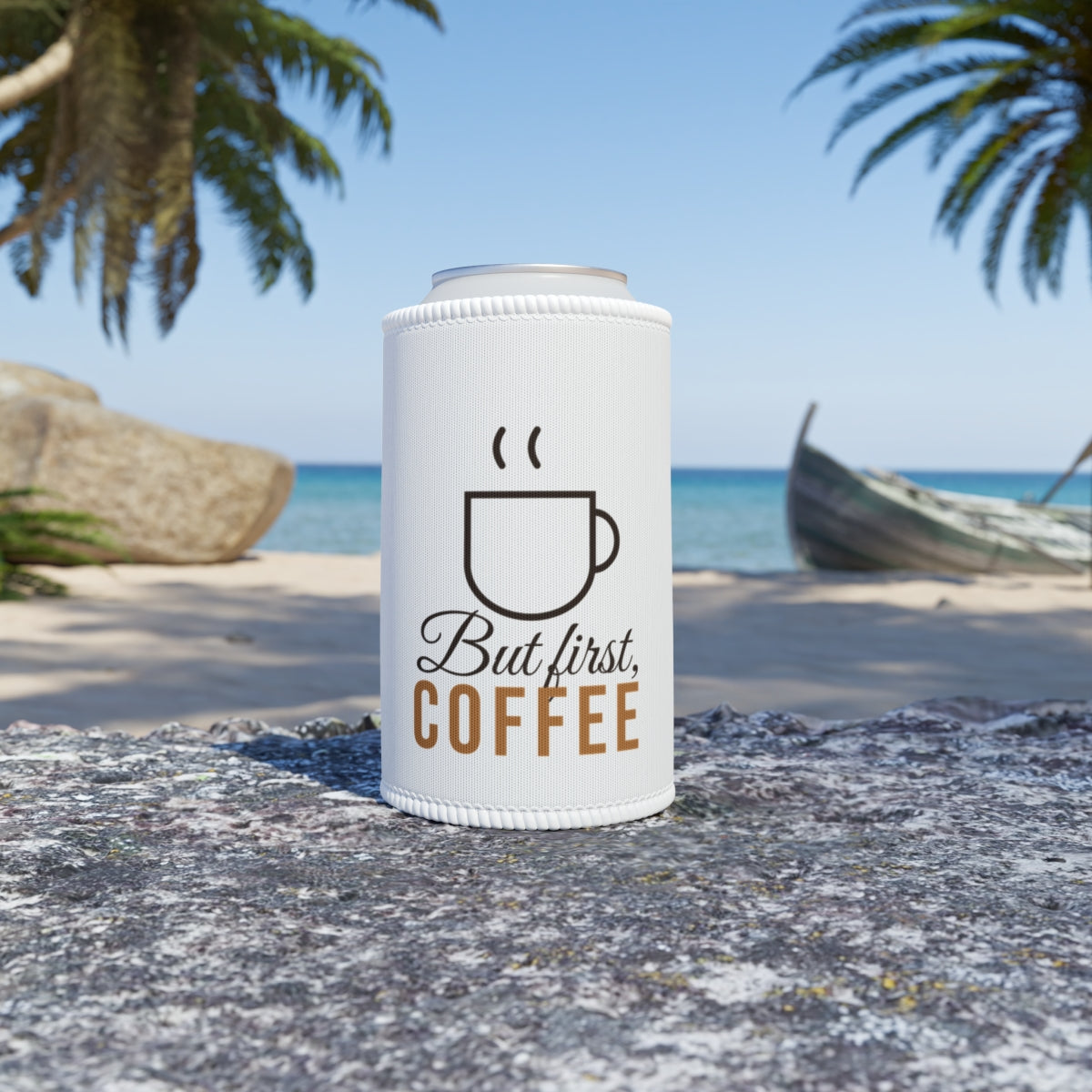 Stubby Cooler – coffee lover design example, lifestyle
