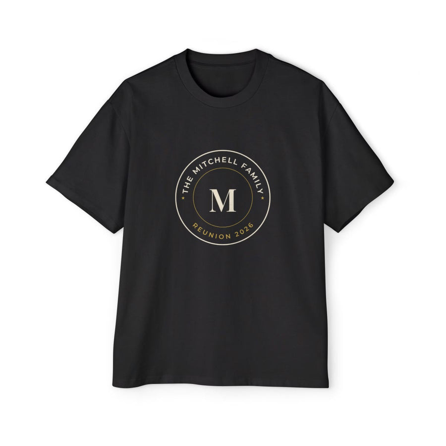 Men's Heavy Oversized Tee – family badge design in Black example