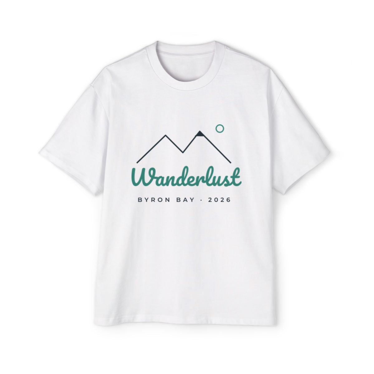 Men's Heavy Oversized Tee – Wanderlust design in White example