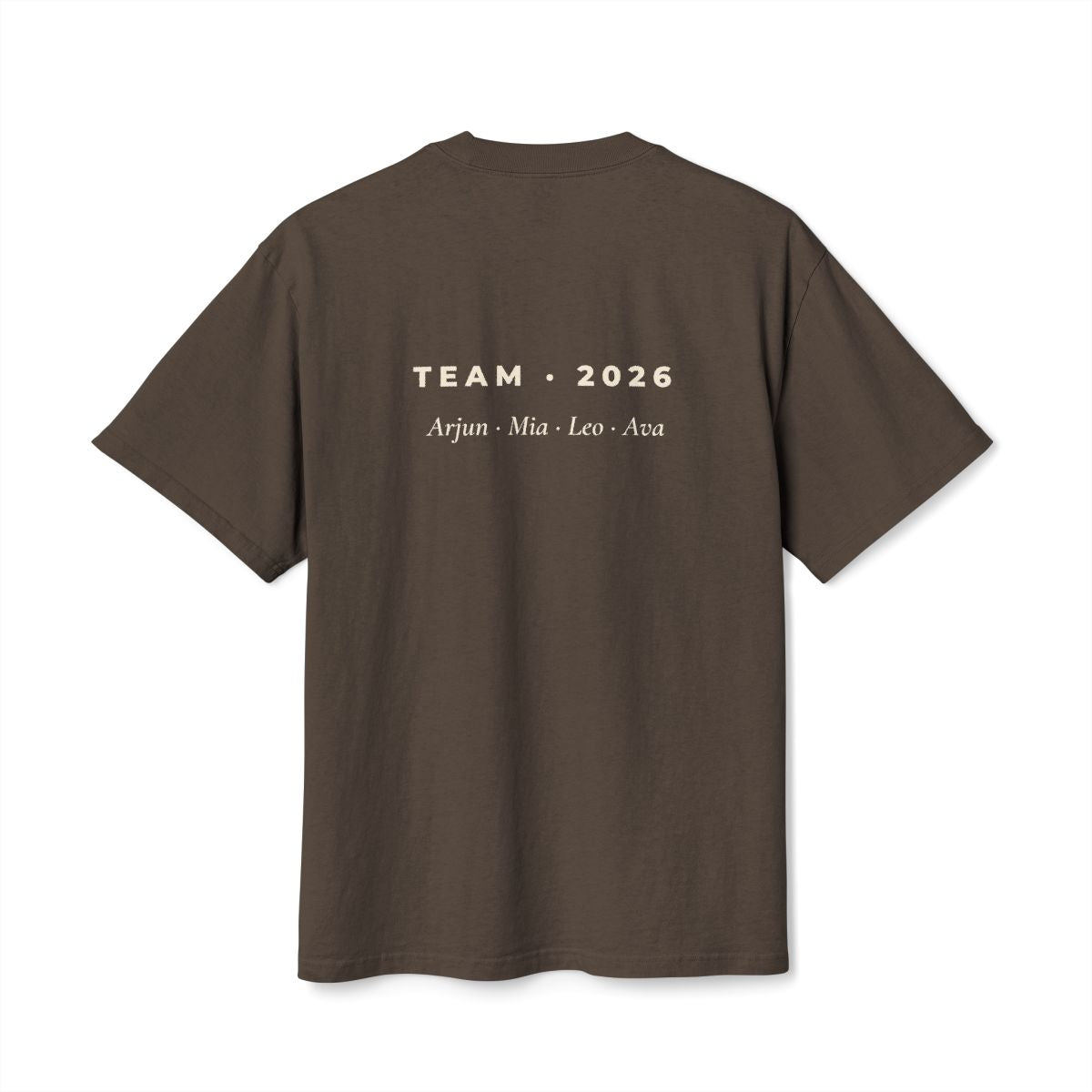 Unisex Heavy Faded Tee – Adventure Crew design in Faded Brown example, back personalised